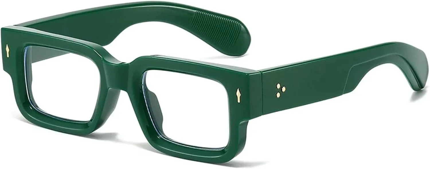 

Ретро солнцезащитные очки для женщин и мужчин в винтажном стиле, с маленькой толстой оправой, солнцезащитные очки с защитой от УФ-излучения UV400 TVTBBVV, Green Clear