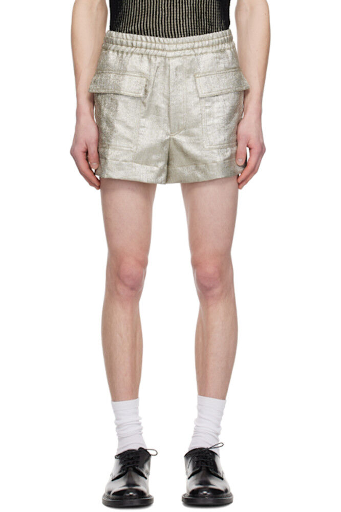 

Шорты из серебристой ткани ламе Dries Van Noten