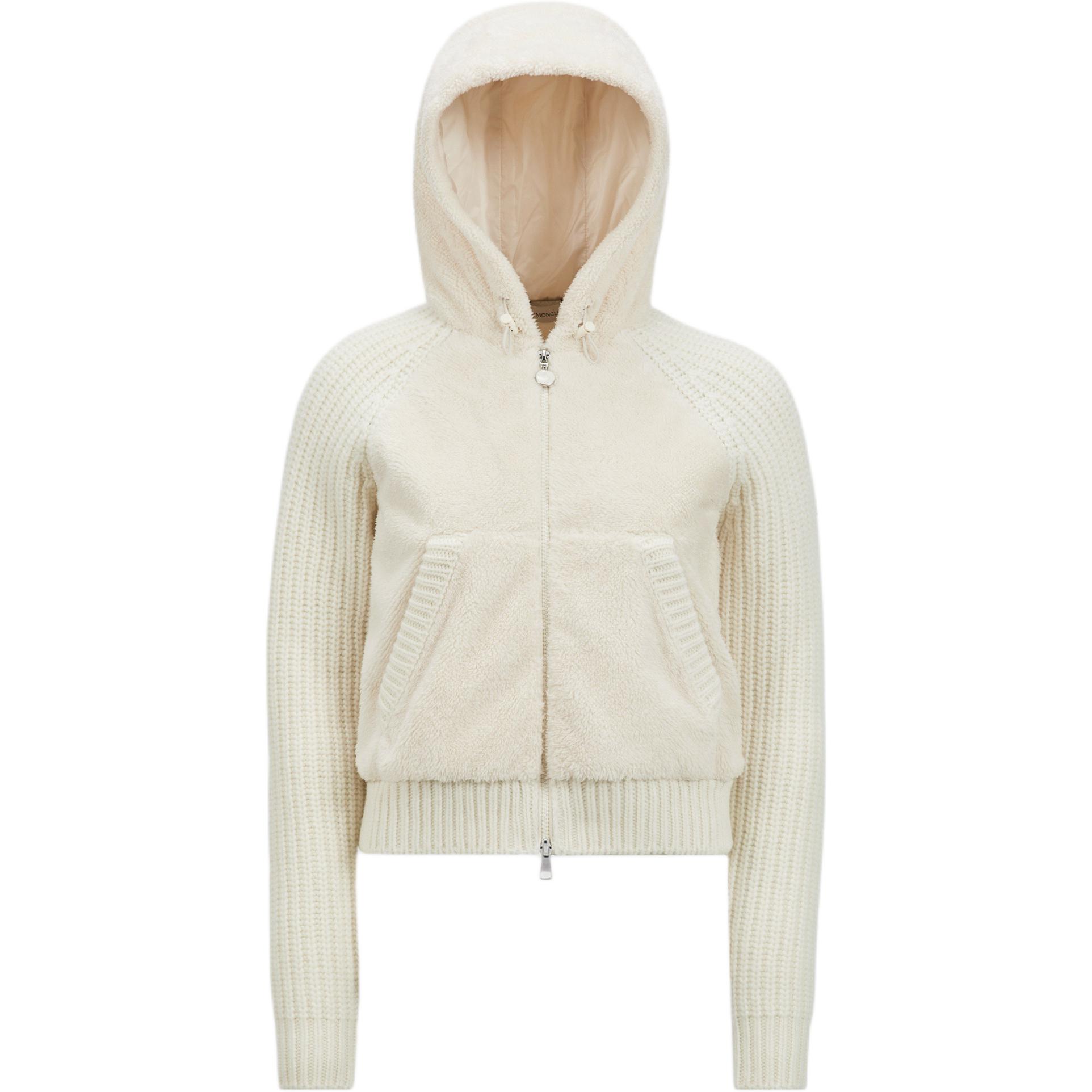 Топ Padded Teddy Zip Up Hoodie Moncler, бежевый — фото 3