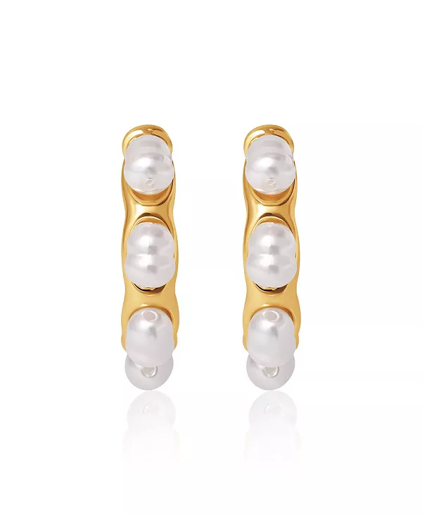 

Серьги-Кольца с искусственным жемчугом Bcbg, gold/white