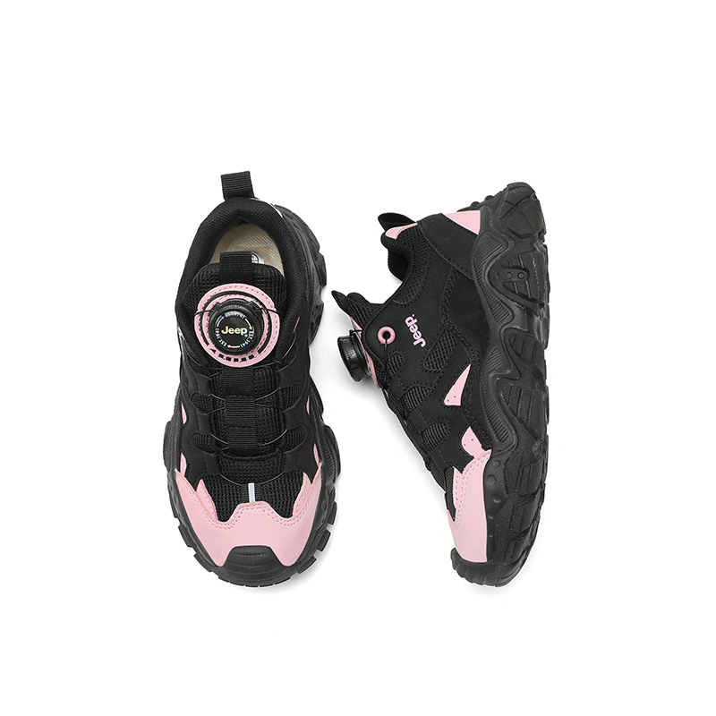Детские уличные кроссовки Low top из искусственной кожи с защитой от ударов Jeep, черный розовый — фото 4