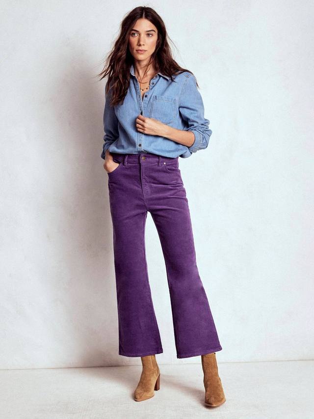 

Обрезанные джинсы-клеш из хлопковой смеси Boden, Mystic Purple