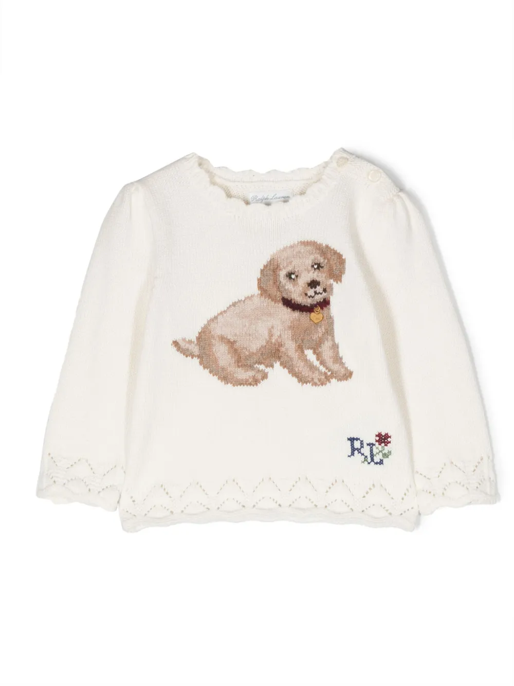 

Шерстяной джемпер Golden Labrador Polo Ralph Lauren Kids, белый