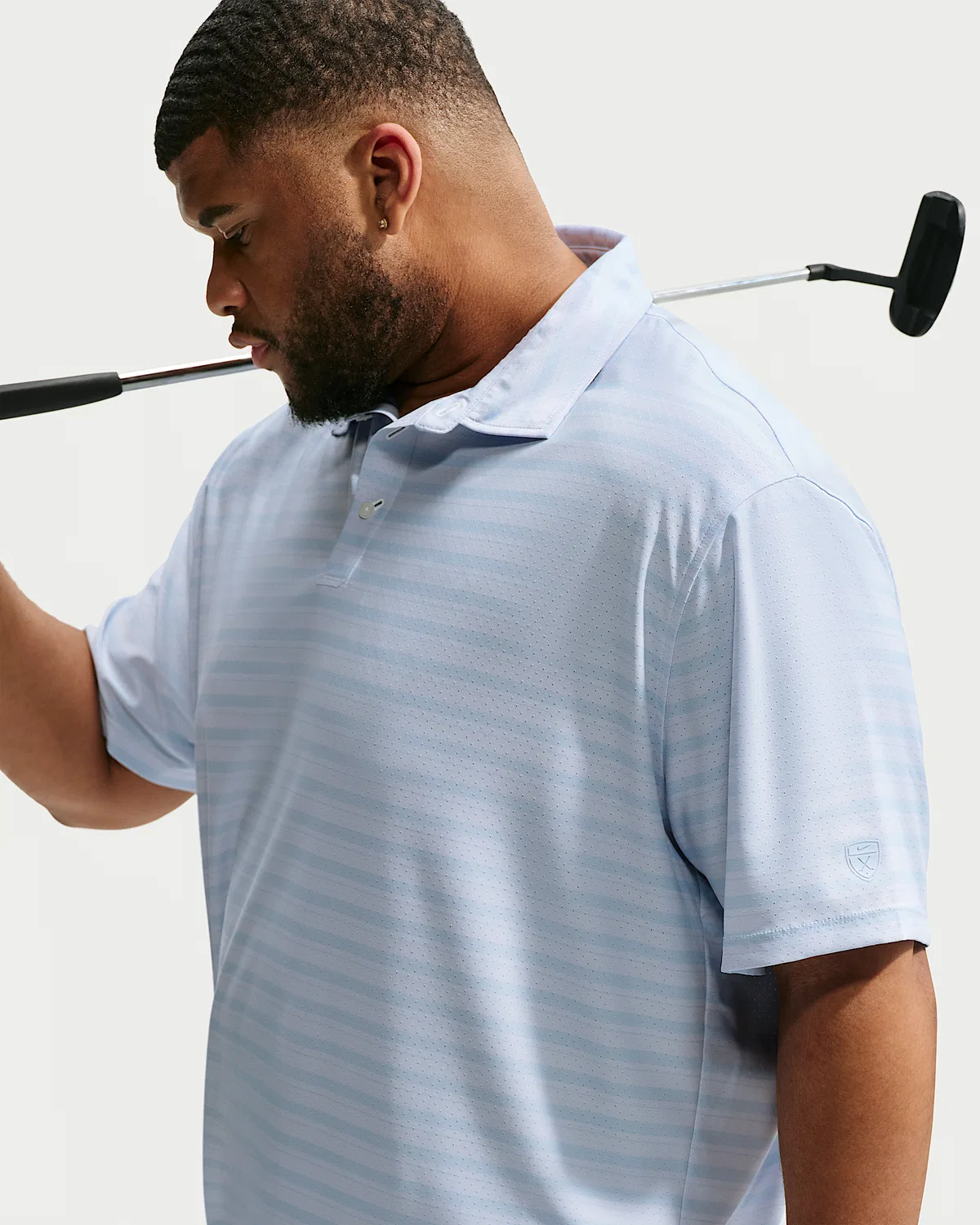 Мужское поло Nike Tailored Performance Dri-FIT Golf, Hydrogen Blue/Football Grey/Hydrogen Blue — фото 3