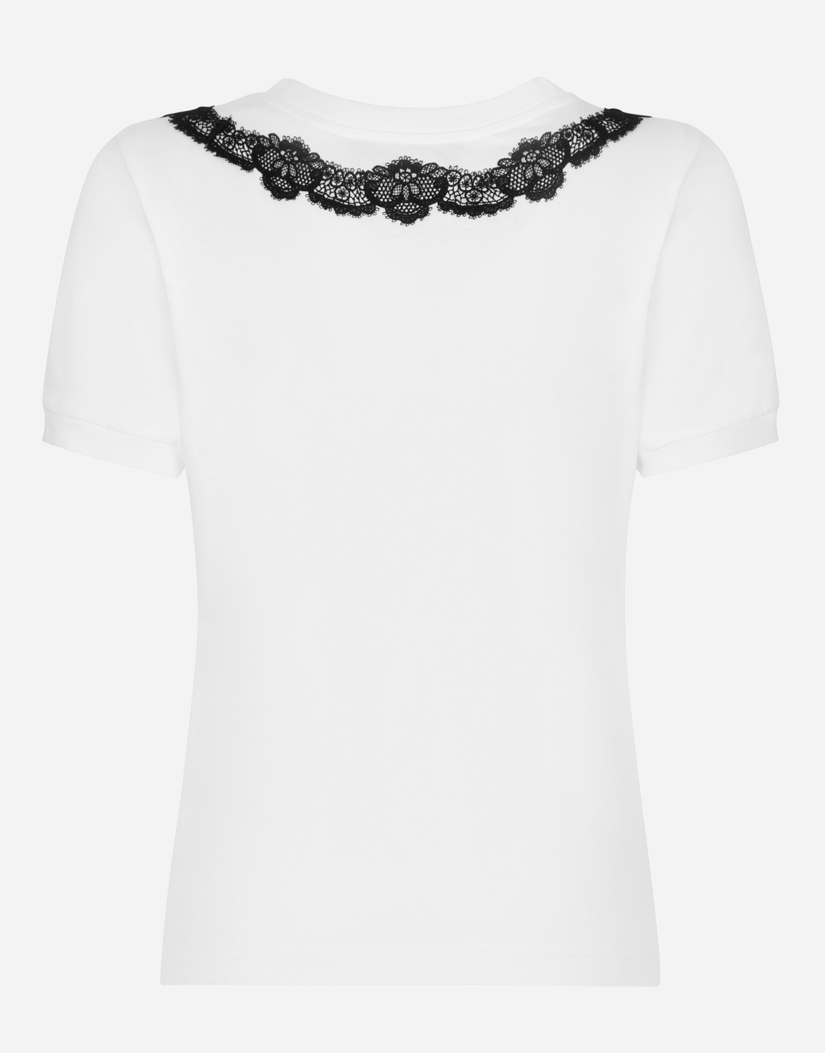 Футболка из джерси с логотипом dg и кружевными вставками Dolce & Gabbana, белый — фото 2