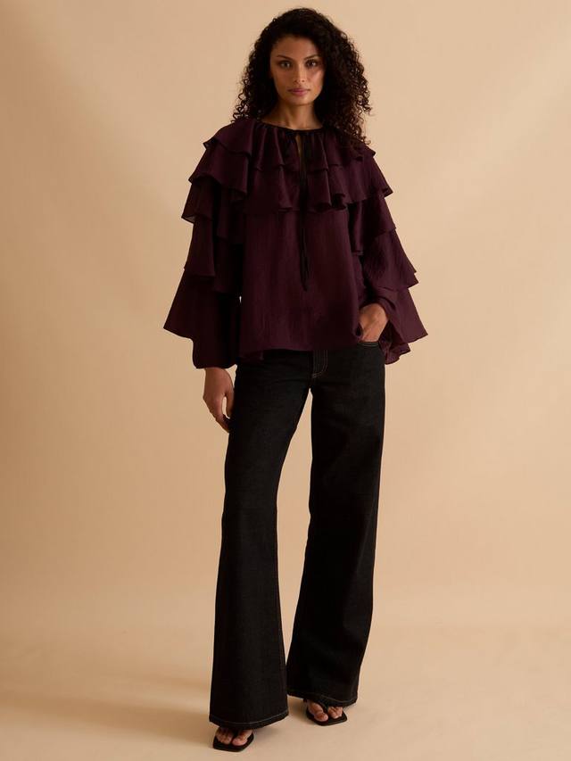 

Топ с ярусными рукавами-рюшами FLORERE, Burgundy