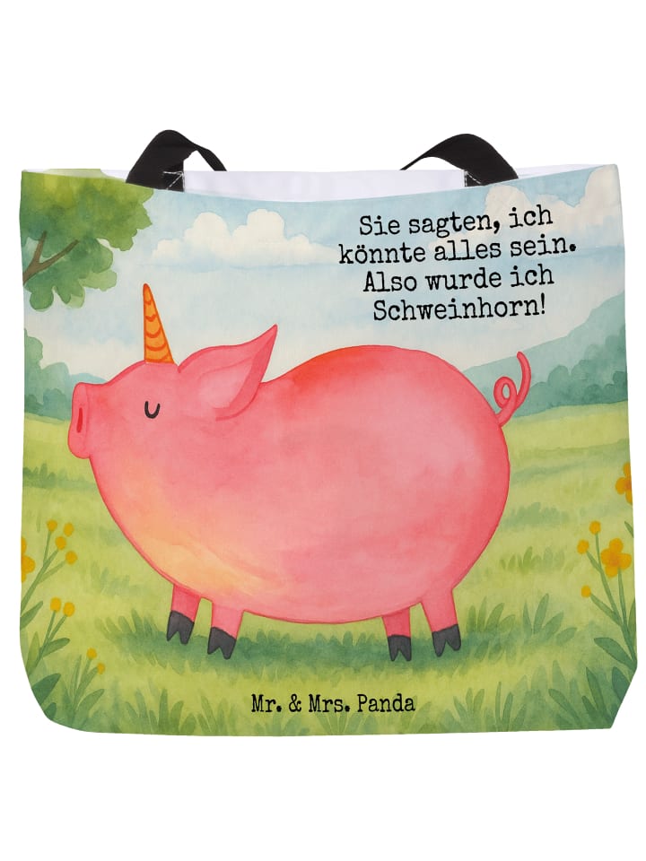 

Mr. & Mrs. Panda Пляжная сумка с изображением единорога и поросенка и надписью белого цвета