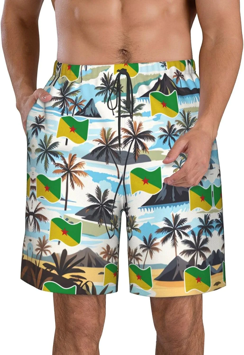 Мужские плавки-шорты Pitcairn Islands Board Shorts Swim Trunks Generic, Flag Of French Guiana