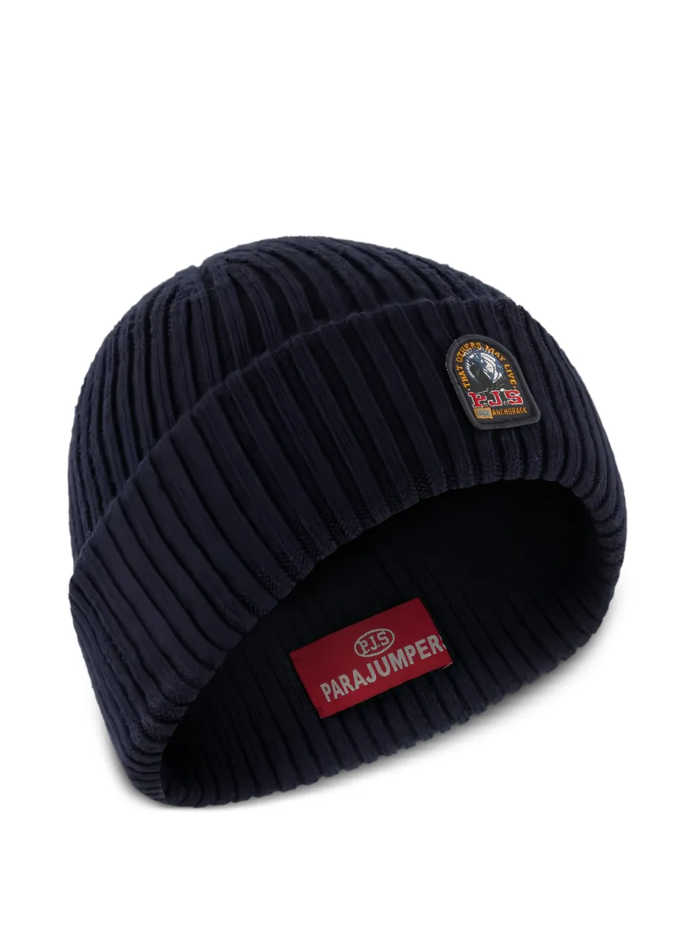 

Шапка бини в рубчик с нашивкой-логотипом Parajumpers Kids, синий