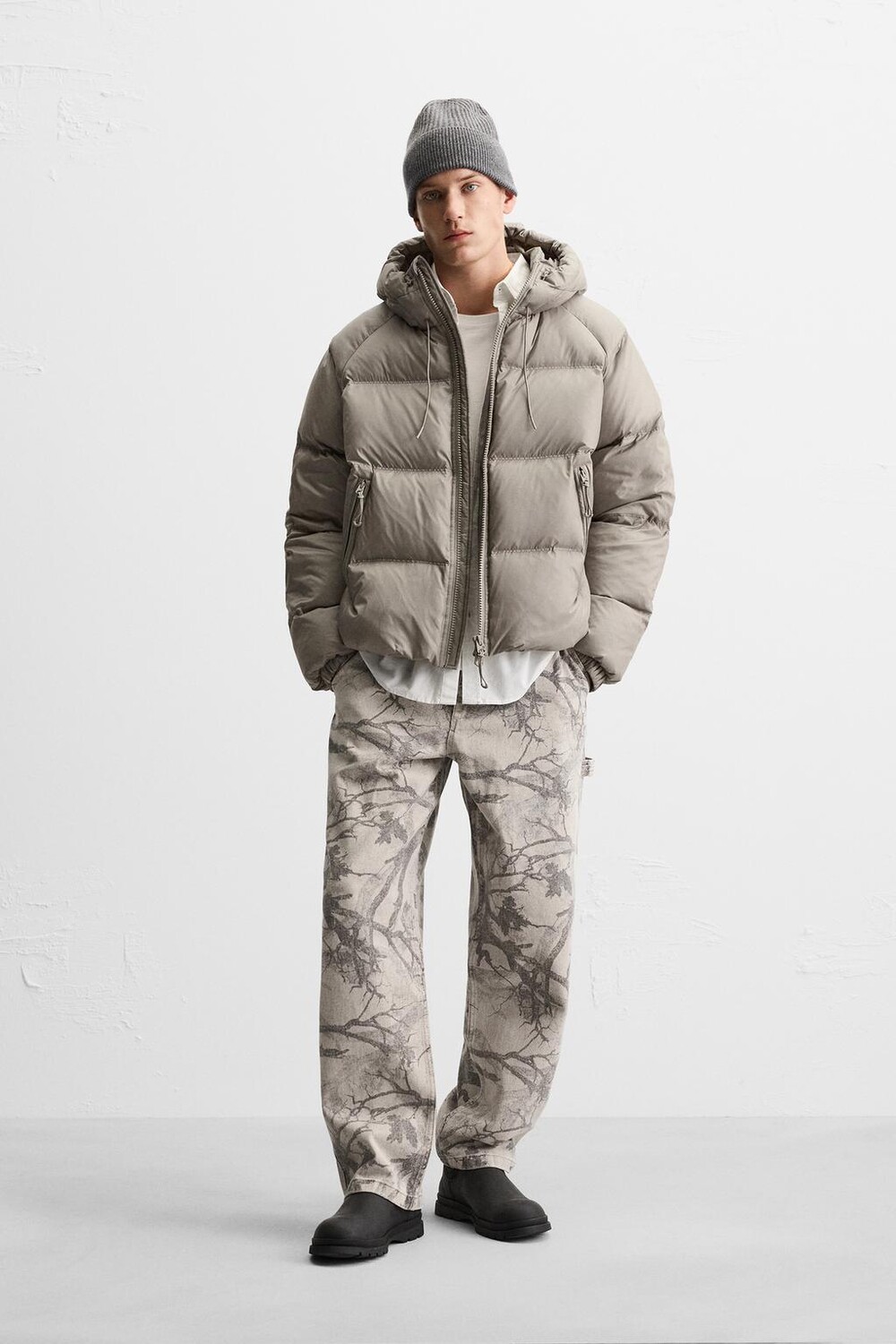 

Куртка на 100% пуху x all caps studio ZARA, бежевый