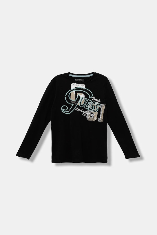 

Детская хлопковая кофта с длинным рукавом Guess, черный