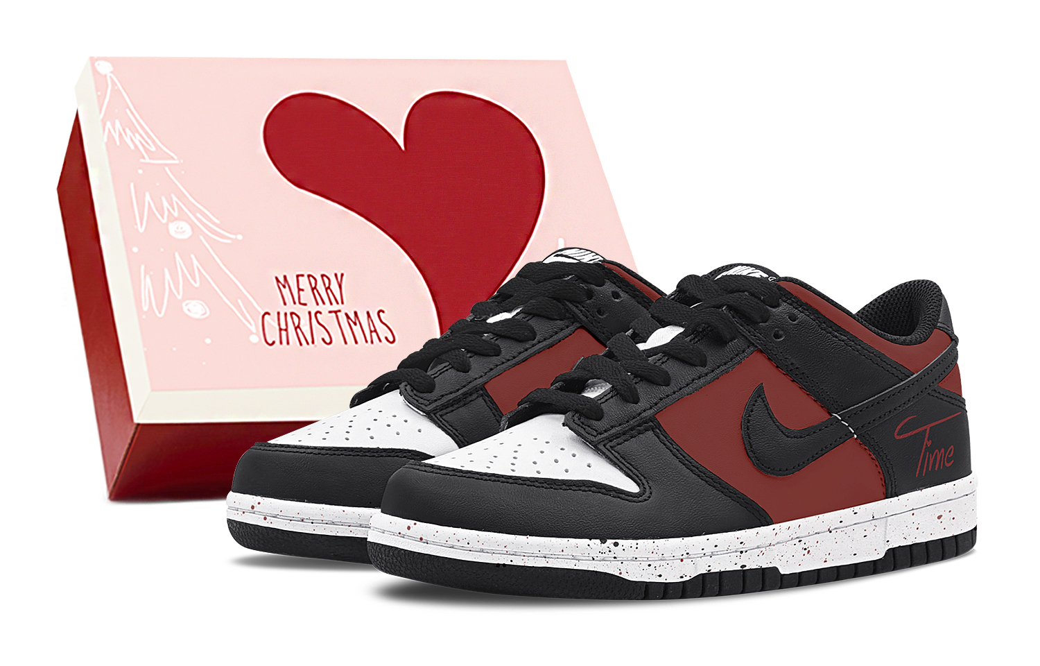 

Nike Детские кроссовки для скейтбординга Dunk "Black" с нескользящей подошвой, износостойкие, черные, красные, подростковые