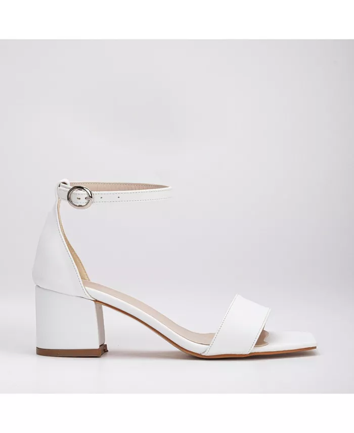 Айва сандалии на низком квадратном каблуке Forever & Always Shoes, белый