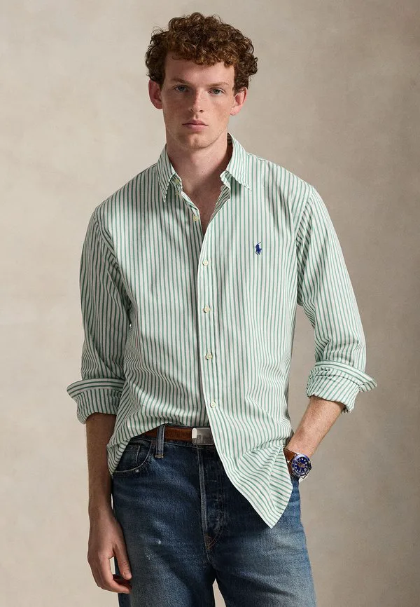 Рубашка из полосатого поплина, сшитая на заказ. Polo Ralph Lauren, White/Sea Foam