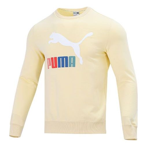 

Худи PUMA Classics Logo Interest Crew TR Multi-Color Brand Logo Round Neck Pullover Beige 535287-41, кремовый