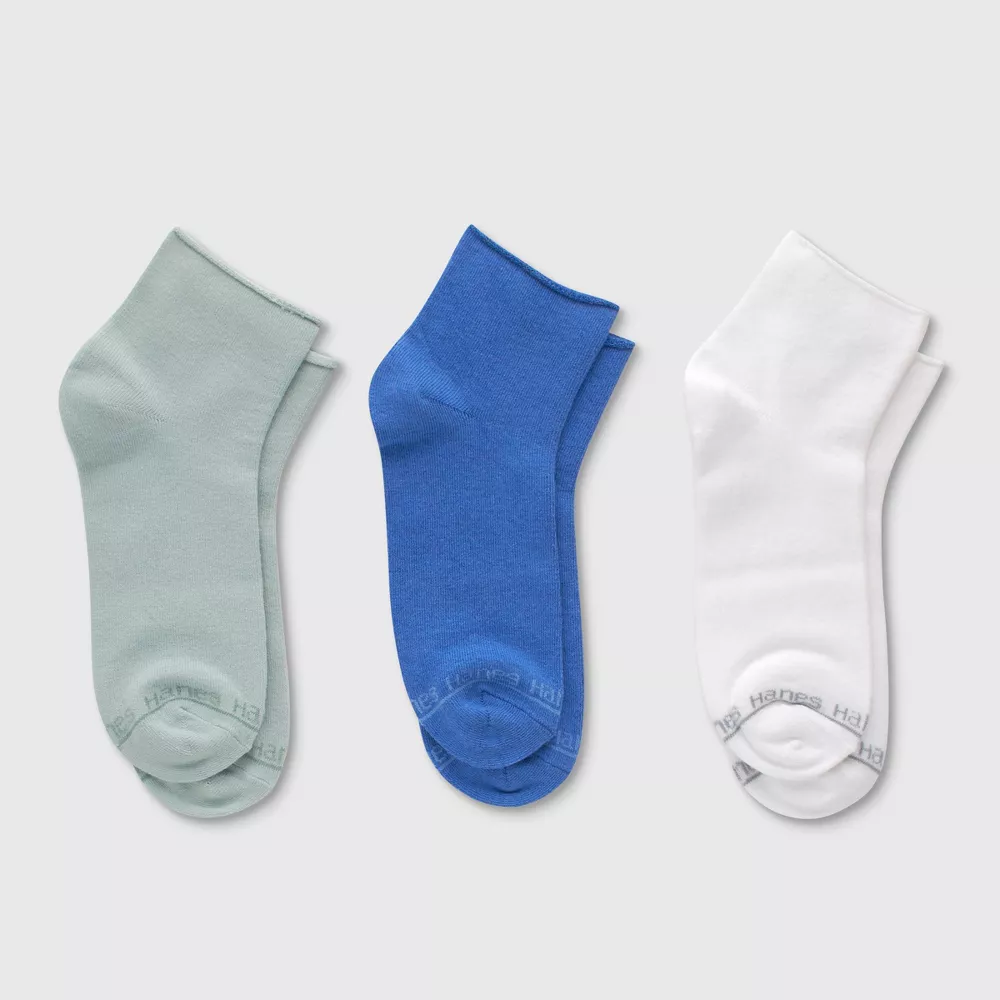

Носки Hanes женские SuperSoft Mid Crew, 3 пары, цвет White/Blue/Gray