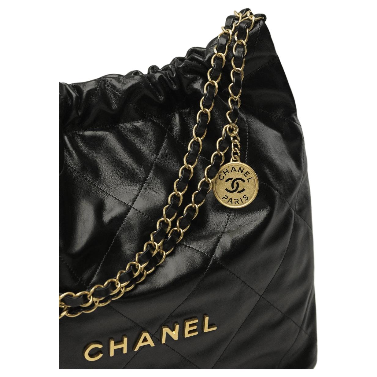 CHANEL Блестящая телячья кожа Сумка хобо Наплечная сумка Женская черная — фото 4