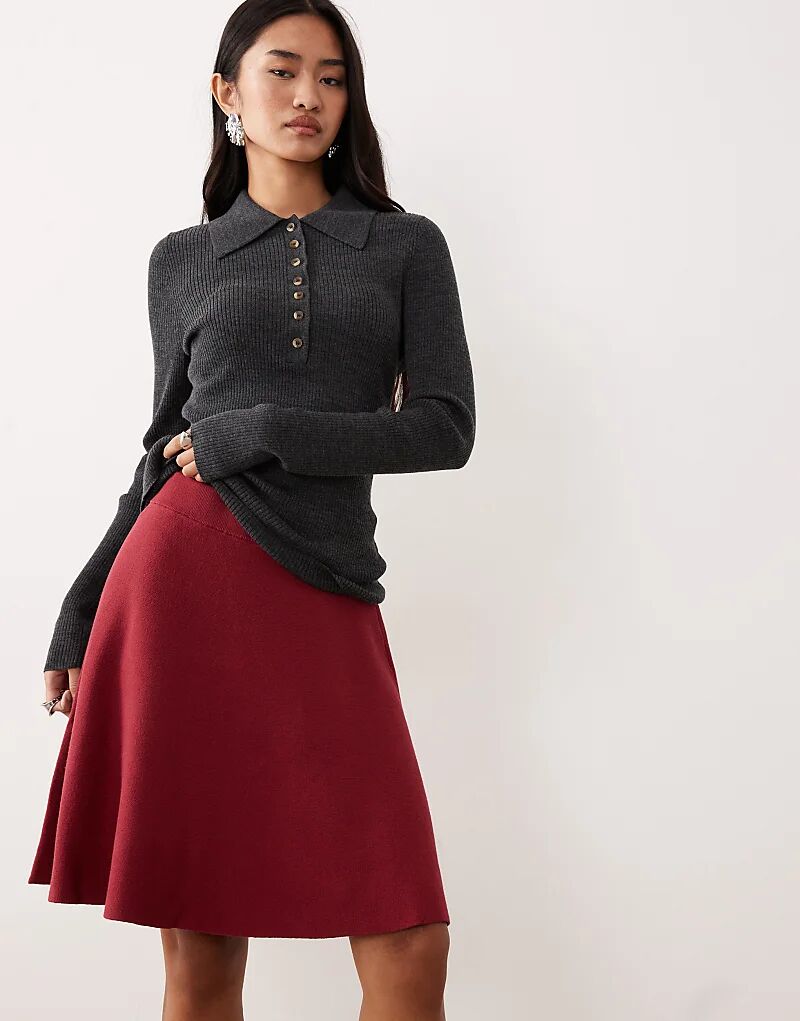 

Трикотажная мини-юбка YAS темно-красного цвета