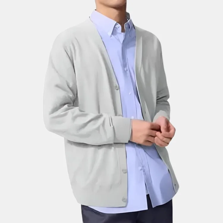 UNIQLO Кардиган с V-образным вырезом унисекс 02 Light Gray — фото 3