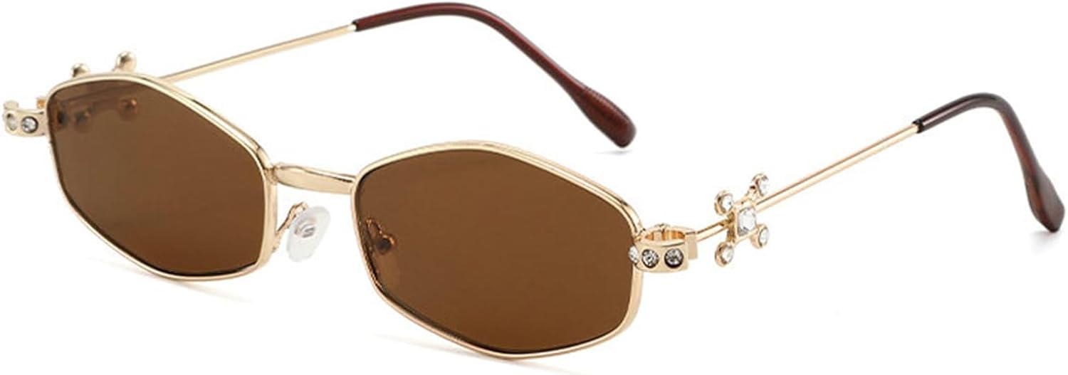 

Солнцезащитные очки Willochra с блестящими стразами для женщин, многоугольные солнцезащитные очки, модные солнцезащитные очки с бриллиантами, защита от ультрафиолета UV400, металлические очки, C2