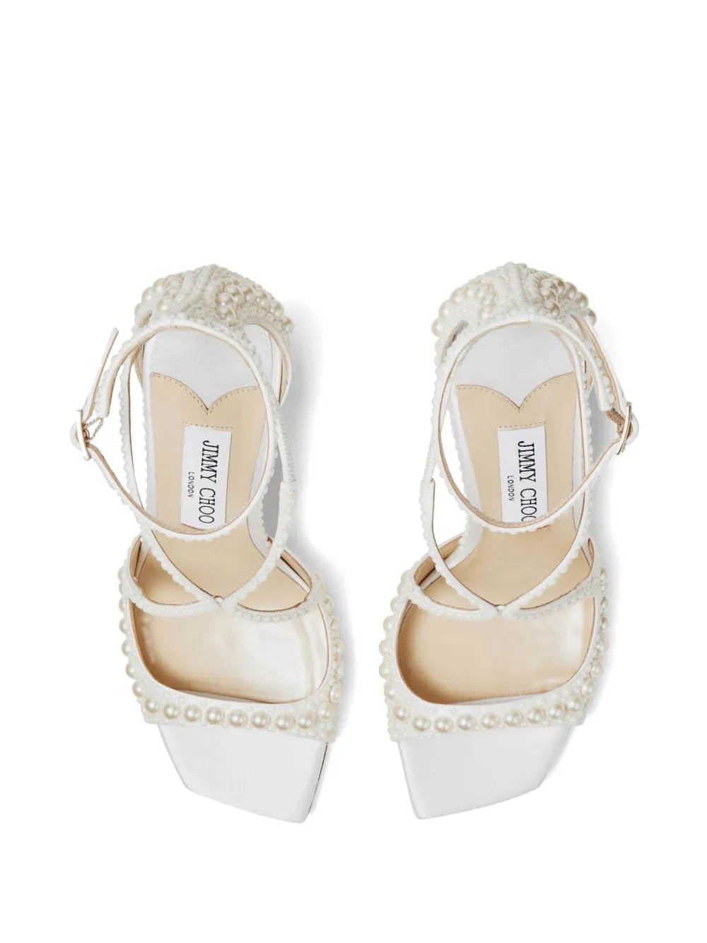 Сандалии Azia 95 мм, украшенные жемчугом JIMMY CHOO, белый — фото 4
