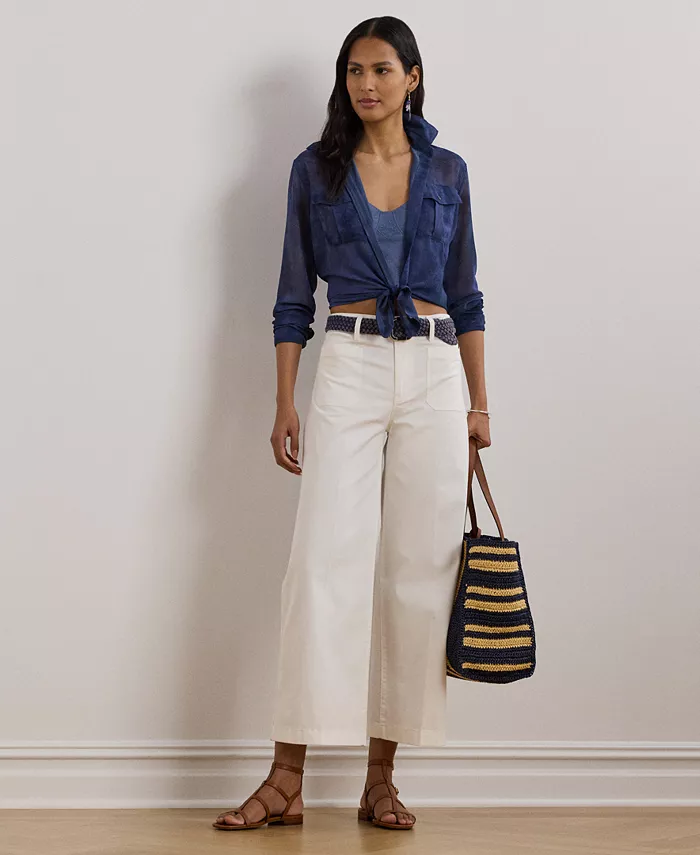 

Женские эластичные укороченные брюки чино с широкими штанинами, 0P-22W Lauren Ralph Lauren, черный