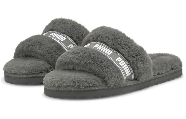 Тапочки fluff slide 'charcoal grey' Puma, серый — фото 4