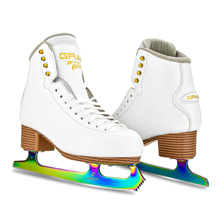 

GRAF Коньки для фигурного катания женские, тренировочная модель с поддержкой для прыжков на неделю, удобный стиль, дизайн лезвия white colorful [заточены/совместимы с прыжками на неделю], размер 30