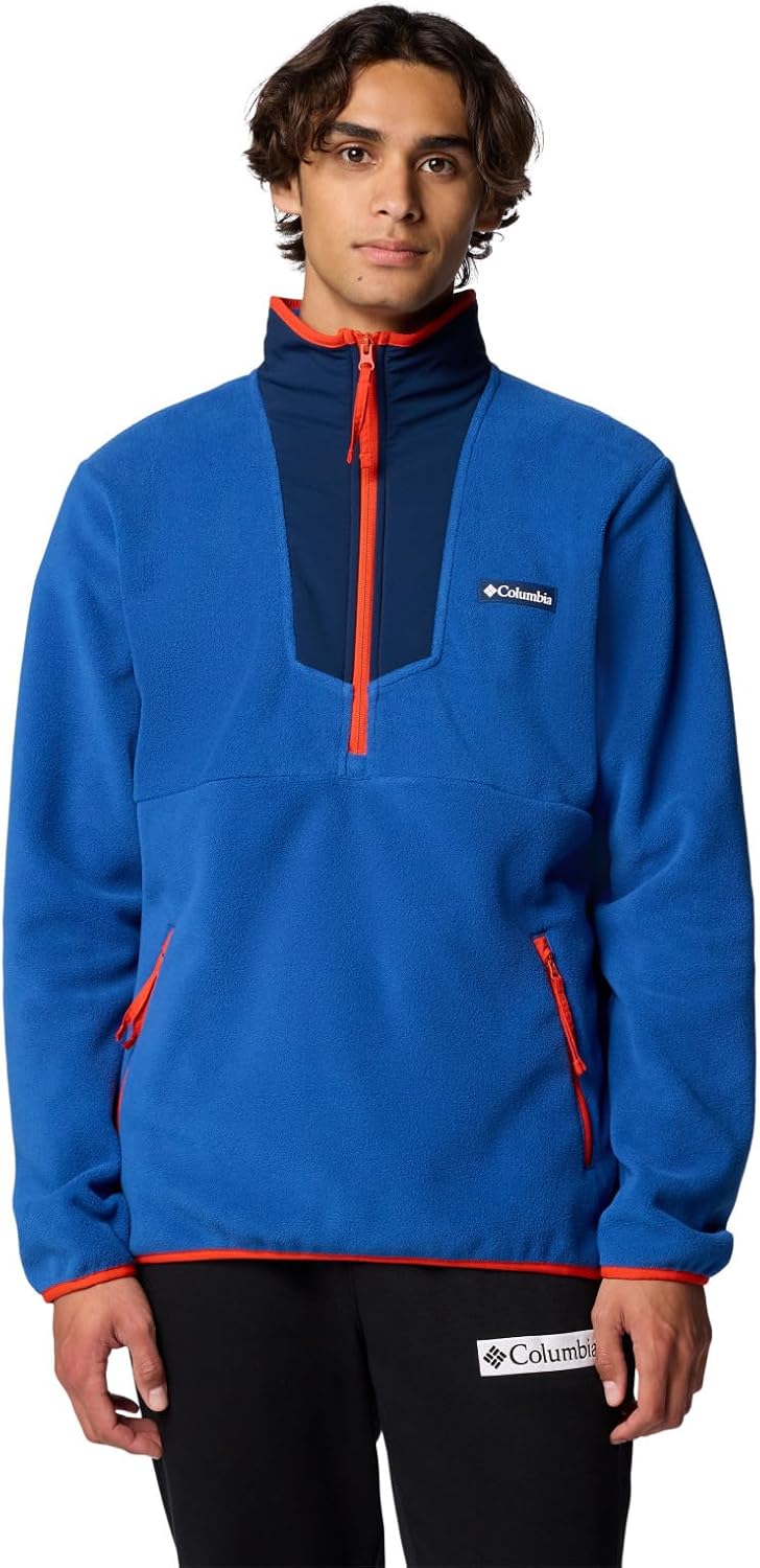 

Columbia мужская флисовая толстовка Sequoia Grove с молнией до половины, Mountain Blue/Collegiate Navy/Spicy