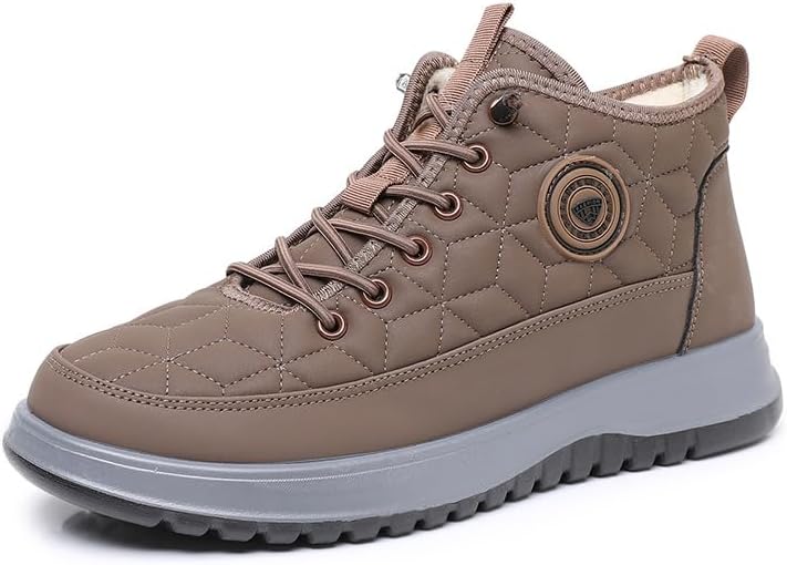 

Мужские зимние теплые и толстые ботинки для снега - противоскользящие, удобные, высокие хлопковые обувь - для улицы и повседневной носки Hhhchpm, коричневый