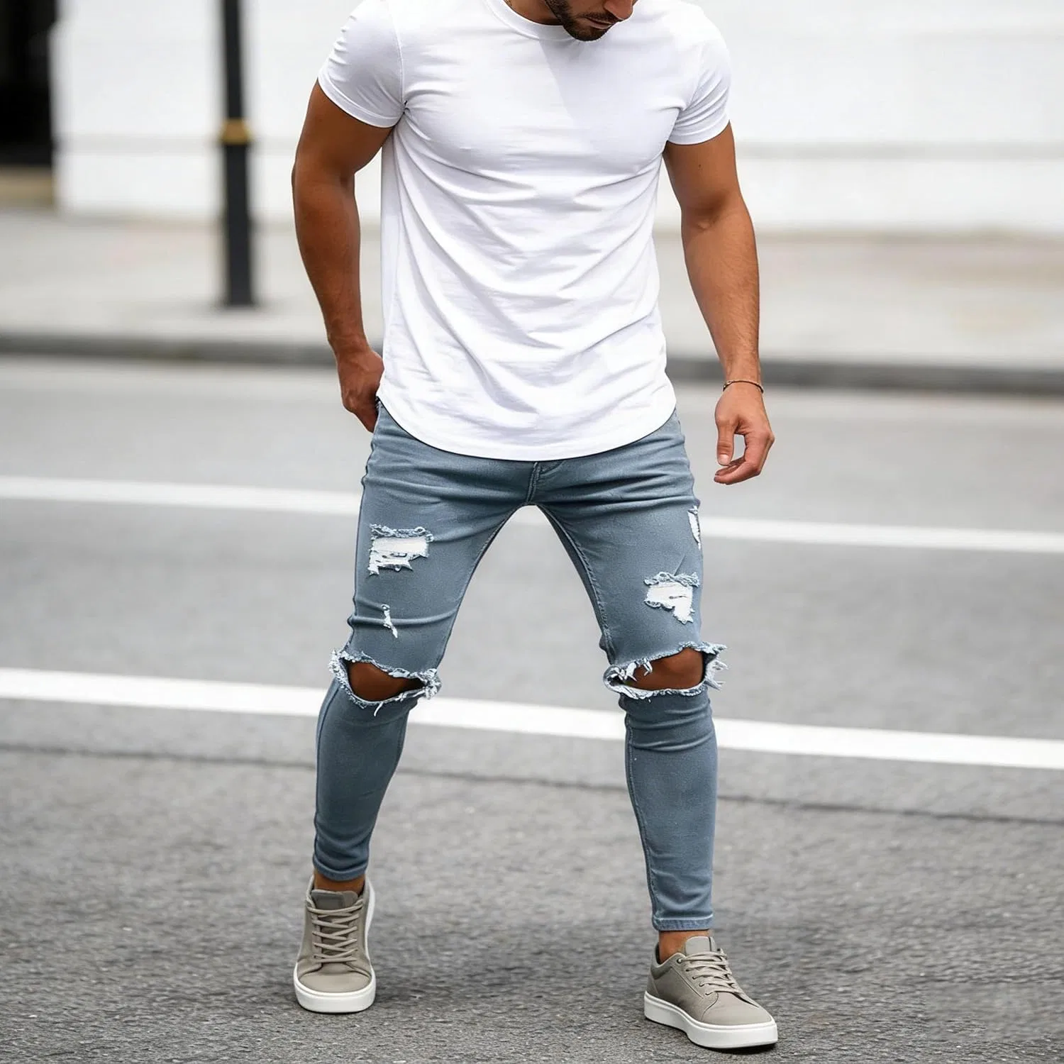 Джинсы карго Slim Fit Light Blue — фото 2