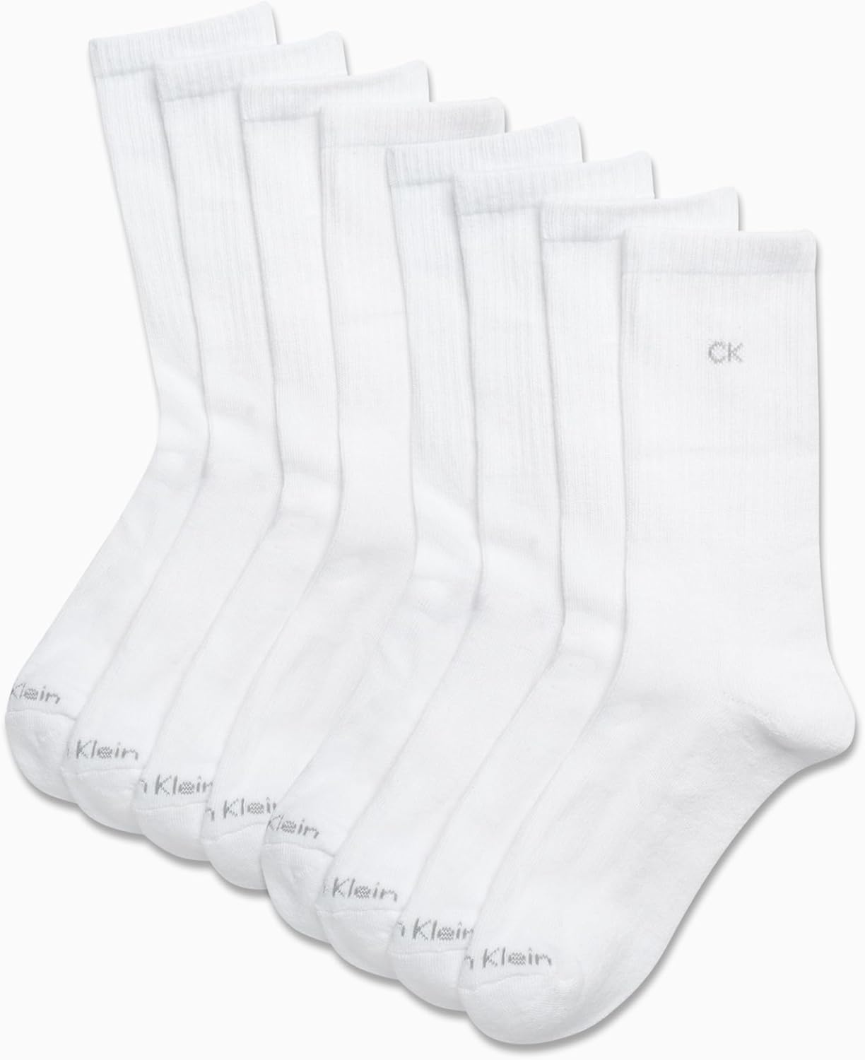 Женские носки Calvin Klein Crew - 8 пар, мягкие, дышащие, спортивные носки до середины голени для женщин (размер обуви: 4-10), White — фото 2