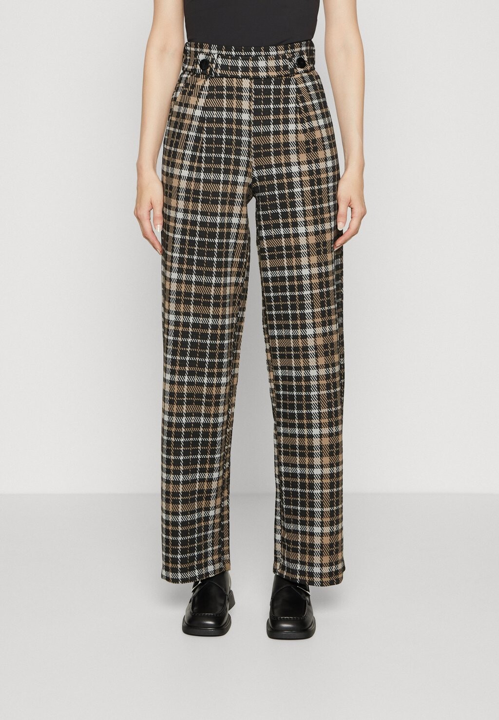 

Брюки Jdygeggo Mia Long Check Pant JDY Tall, цвет black/silver mink/white
