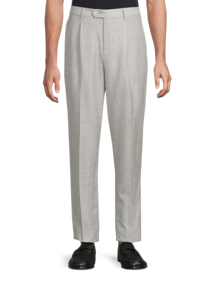 

Брюки из смесовой шерсти с узором гусиная лапка Brunello Cucinelli, цвет Pearl Grey