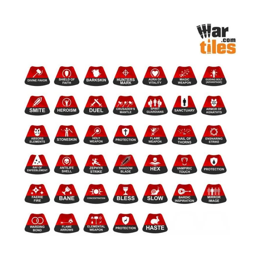 

Набор жетонов всех заклинаний — фиолетовый, War Tiles - RPG Tokens