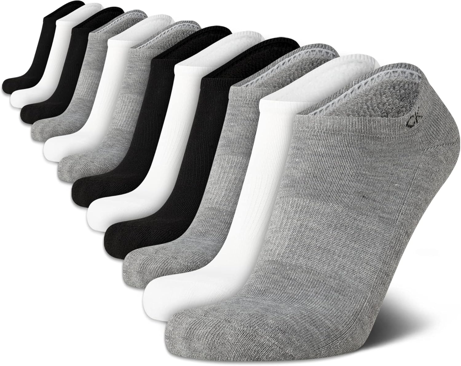 

Мужские носки Calvin Klein No Show - 12 пар мягких эластичных повседневных носков с низкой посадкой и нескользящей пяткой, Grey/Black/White