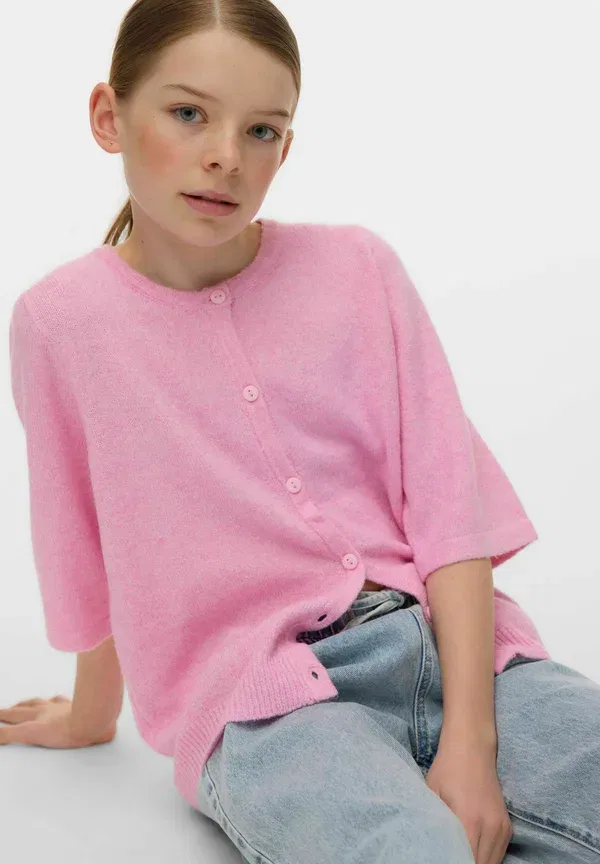 Кардиган вязаный Vmdoffy knit cardigan Vero Moda Girl, бонбон — фото 4