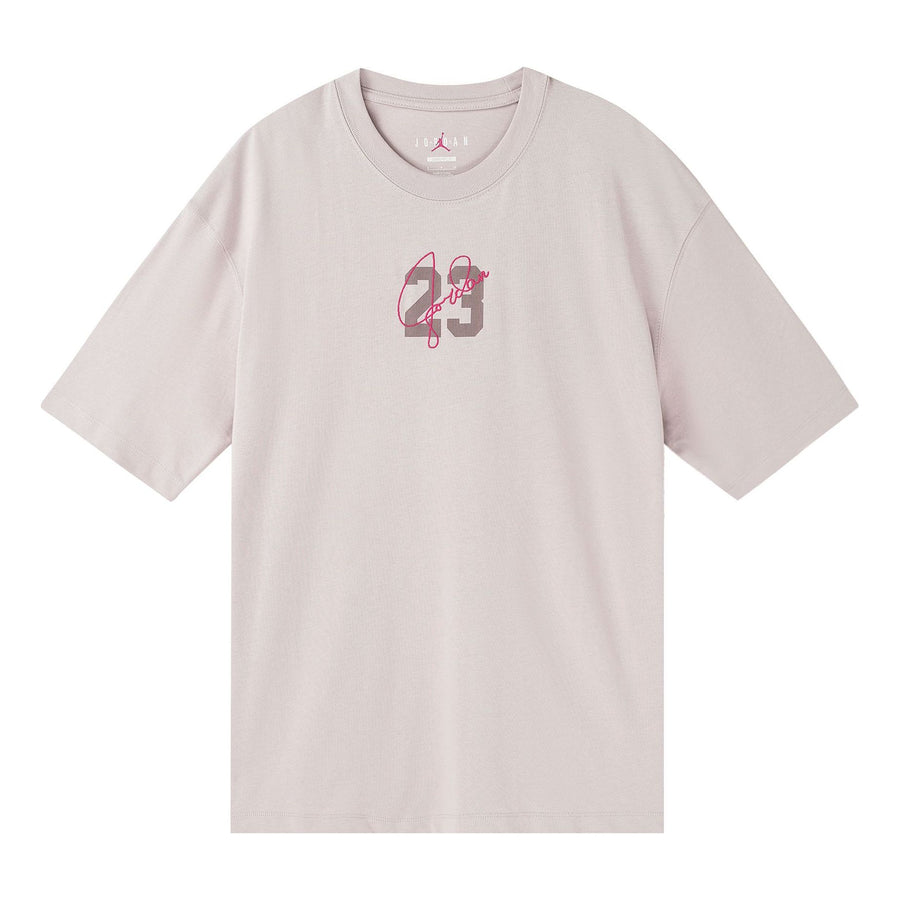 

Футболка (WMNS) Air Jordan Essentials Logo Alphabet Printing Round Neck Loose Short Sleeve Pink T-Shirt