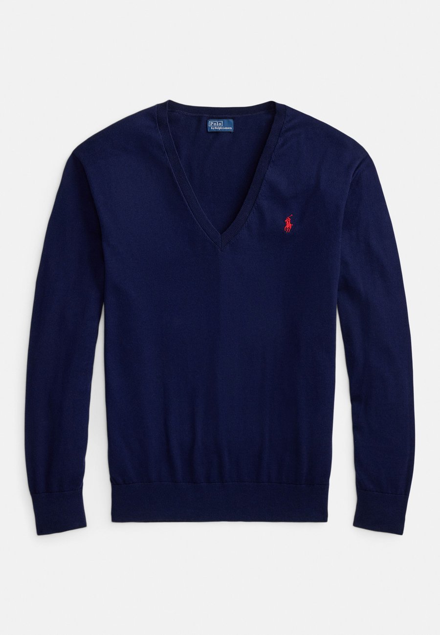 Джемпер Polo Ralph Lauren COTTON V-NECK SWEATER, Bright Navy/Dark Blue — фото 4
