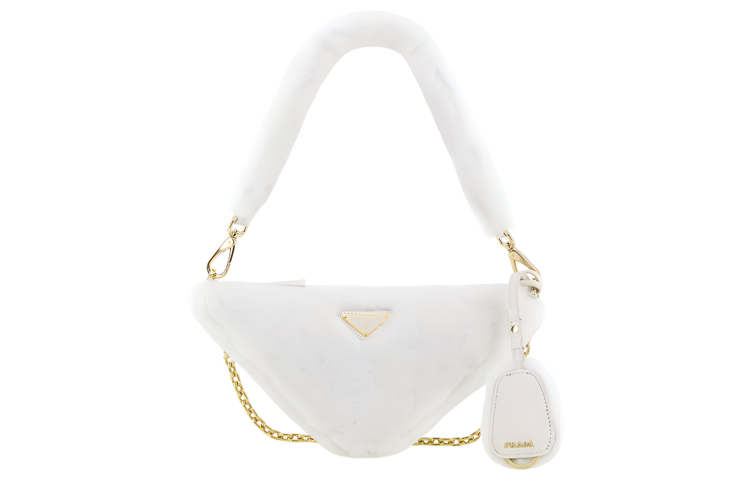 

Плюшевая сумка через плечо, женская белая PRADA
