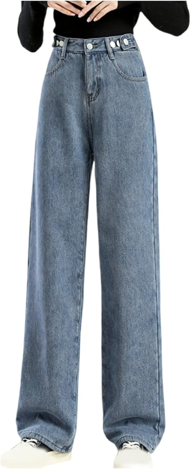 

Женские джинсы с высокой посадкой, утепленные флисом, прямые