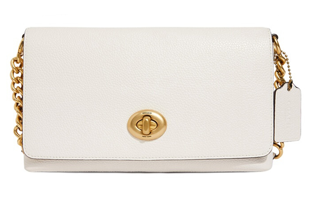 

Crosstown Кроссбоди из зерненой кожи Маленькая квадратная сумка Среднего размера Женская Белая COACH