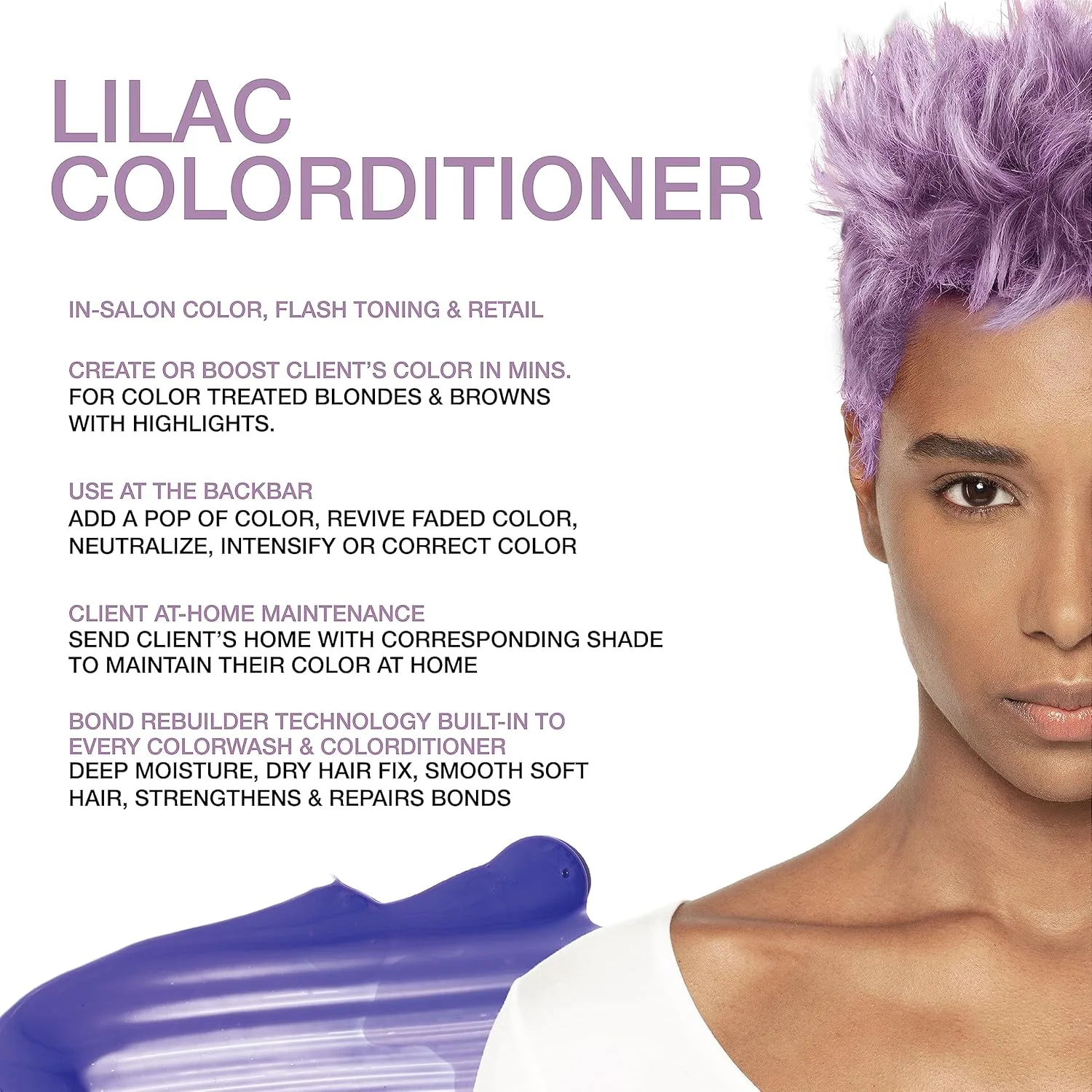 Кондиционер для волос Celeb Luxury Color Depositing Conditioner - средство для обновления цвета с компонентами Bondfix Bond Rebuilder, Viral и Gem Lites, подходит для использования с Colorwash., Lilac — фото 2