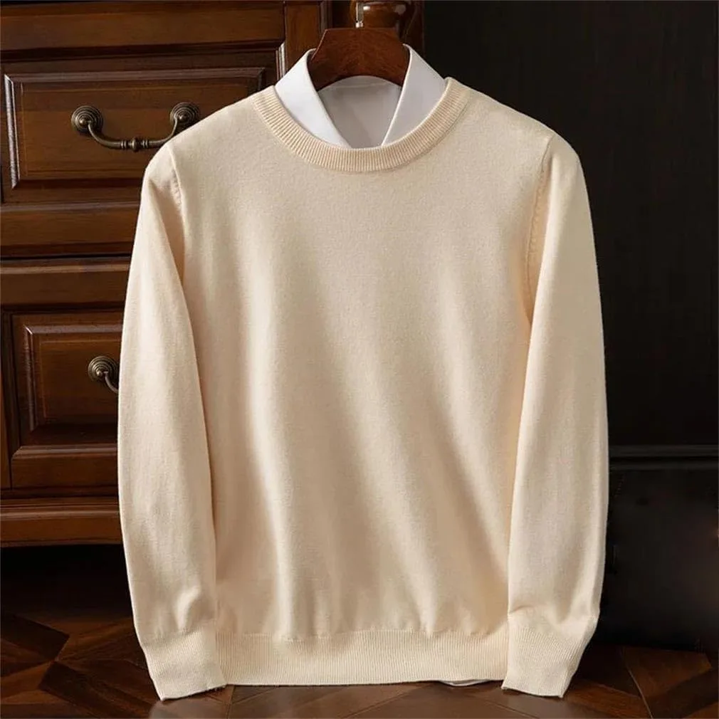 Мужской о-нек шерстяной свитер Basic Cashmere