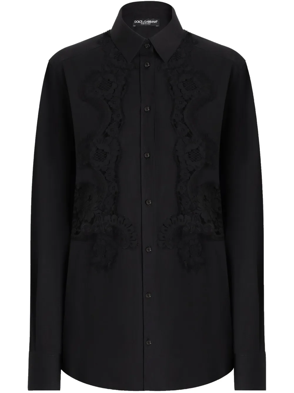 

Рубашка с кружевными вставками Dolce & Gabbana, черный
