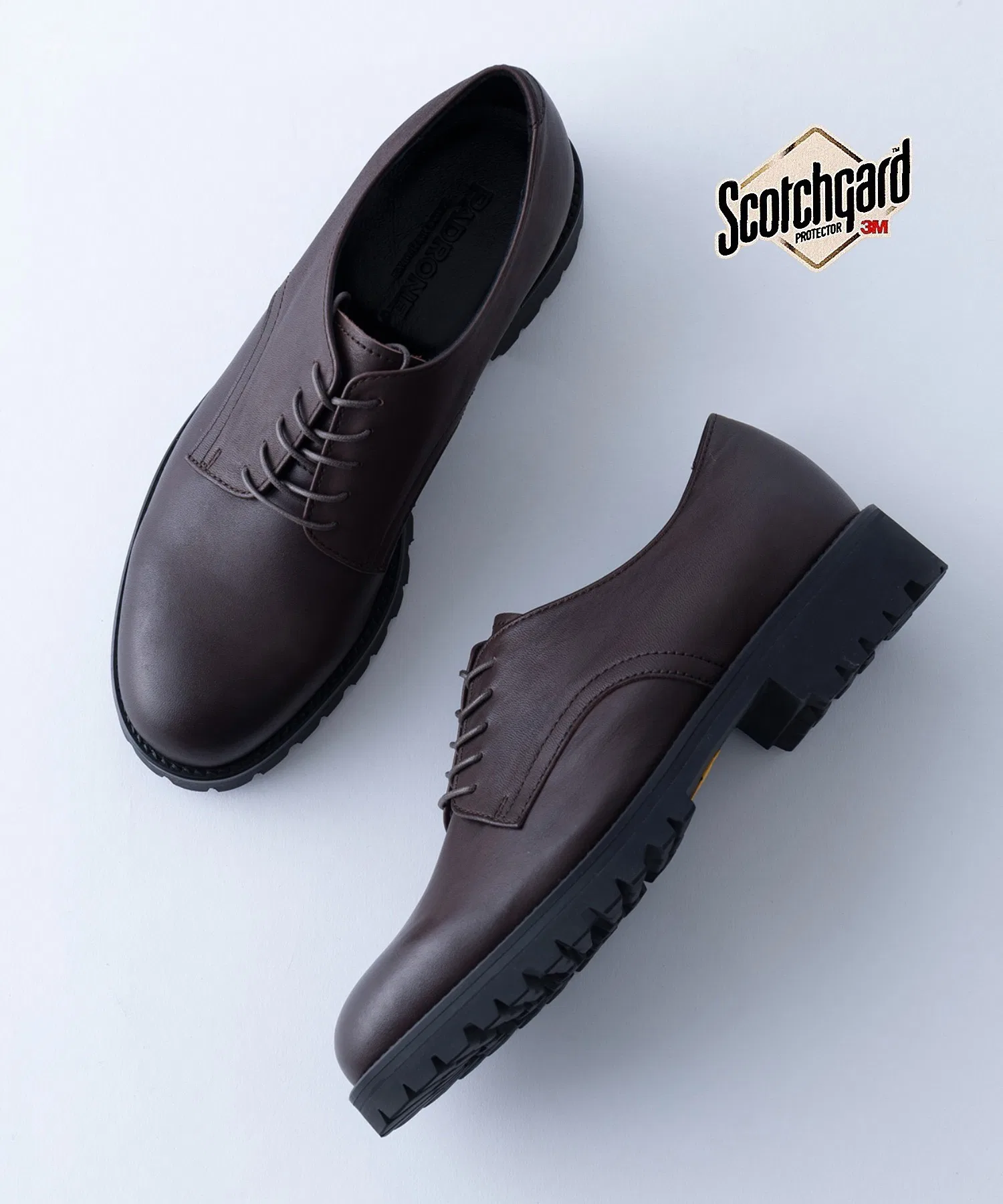 Мужские кожаные дерби PADRONE с Vibram тёмно-коричневые