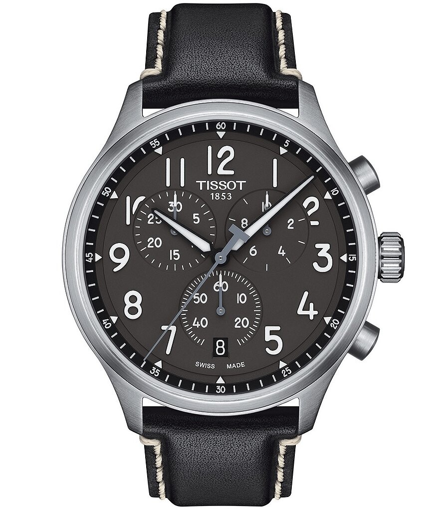 

Мужские часы Tissot Chrono XL с кварцевым хронографом и черным кожаным ремешком