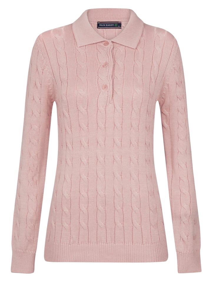 

Свитер с длинными рукавами и воротником-поло из плотной пряжи, розовый Felix Hardy