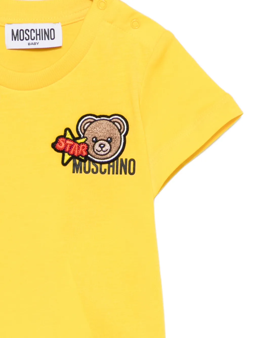 Футболка с аппликацией в виде медведя Moschino Kids, желтый — фото 3