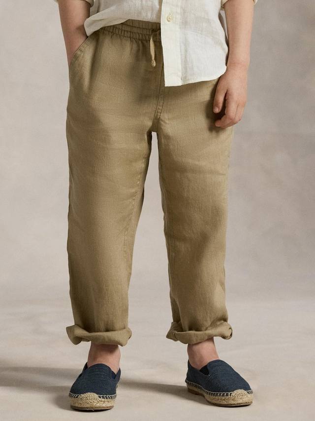 

Детские льняные брюки на завязках Ralph Lauren, цвет Surrey Tan